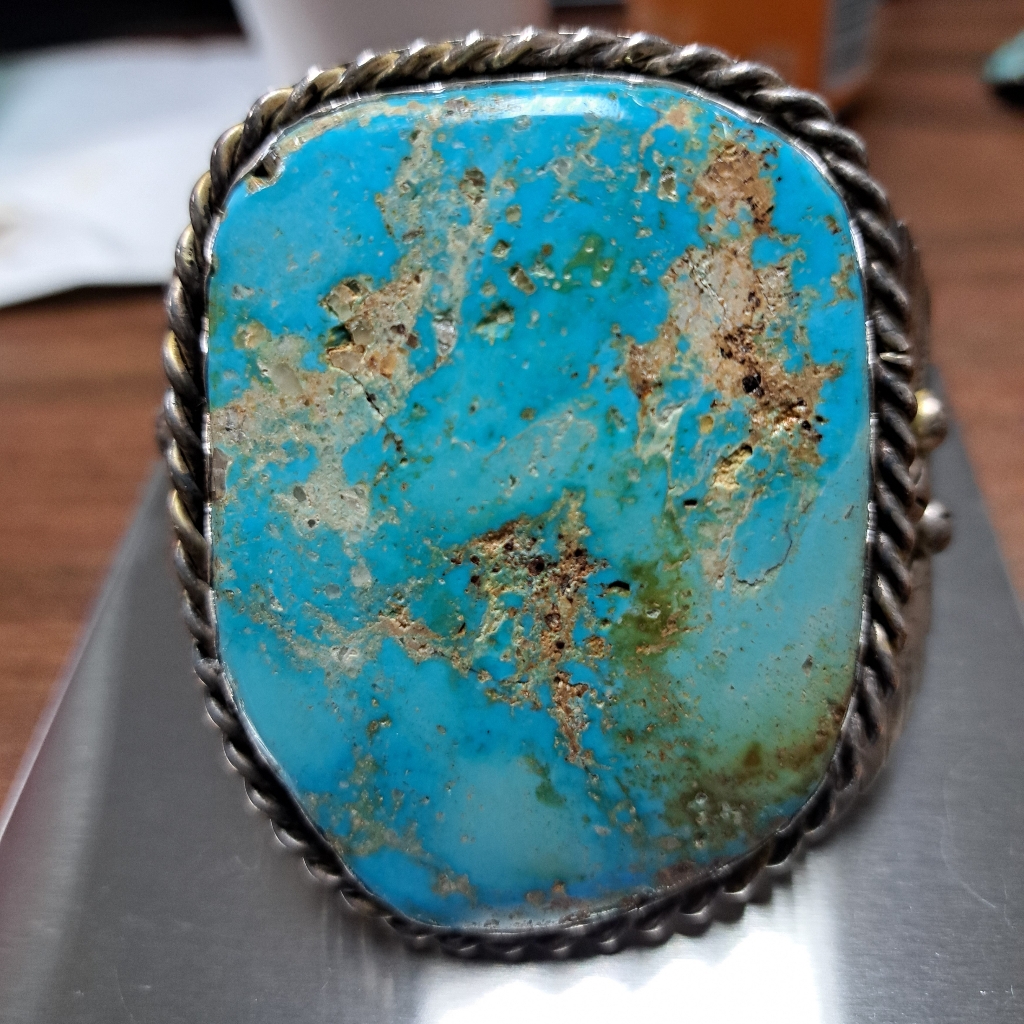 Gorgeous 166g Womens Vintage Navajo Sterling Turquoise Bracelet Cuff 1000$
